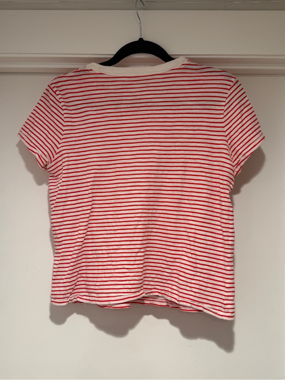 Madewell Red and White Short Sleeve Cotton Crew Neck Brandy Pocket Tee Top - Picture 7 of 7